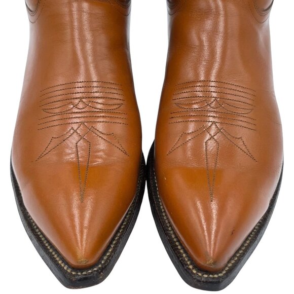 Vintage Justin Mens 10.5E Wide Pumpkin Orange Tan Leather Cowboy Western Boots - Picture 13 of 16